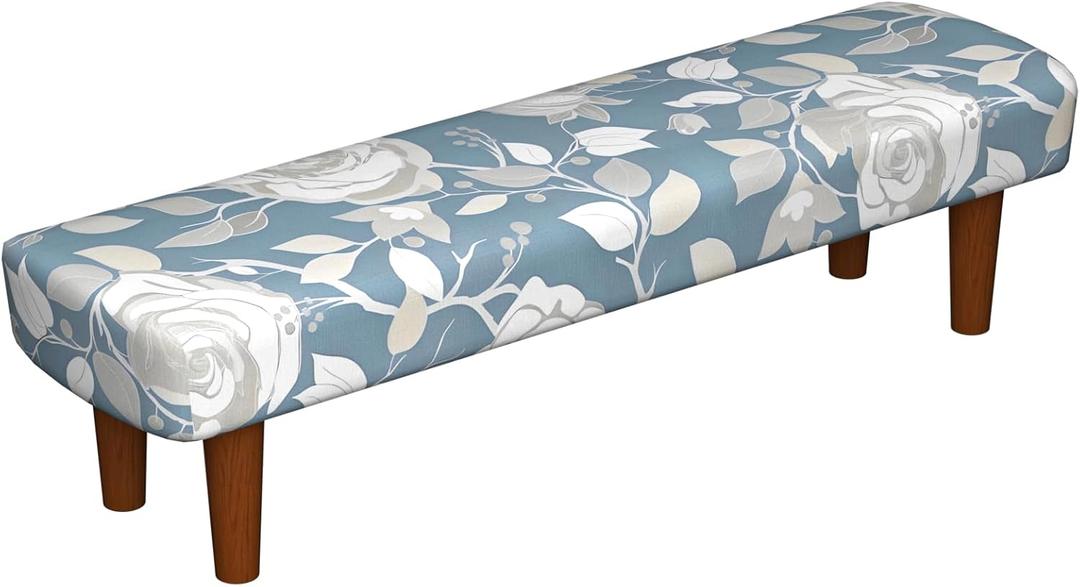 Gdmhy Dining Bench Seat Cover,Washable Durable Bench Slipcover, Stretch Floral Printed Seat Cushion Cover,Protector Ottoman Bench Cover for Bedroom, Kitchen, Hotel, Banquet (Flower-E)