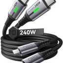 INIU USB C to USB C Cable,240W Fast Charging Type C Charger Cord,Braided USBC Phone Charger Cable for iPhone 17 16 Pro Max Samsung S25 S24 Laptops MacBook Air 15 M3 iPad Switch[3.3 ft + 3.3 ft. Black]