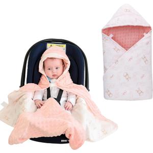 Baby Car Seat Blanket-Universal Car Seat Covers,Warm Swaddle Blankets for Infants Newborn,Boys and Girls Baby Bunting for Stroller,35"x35"(Pink Rabbit)