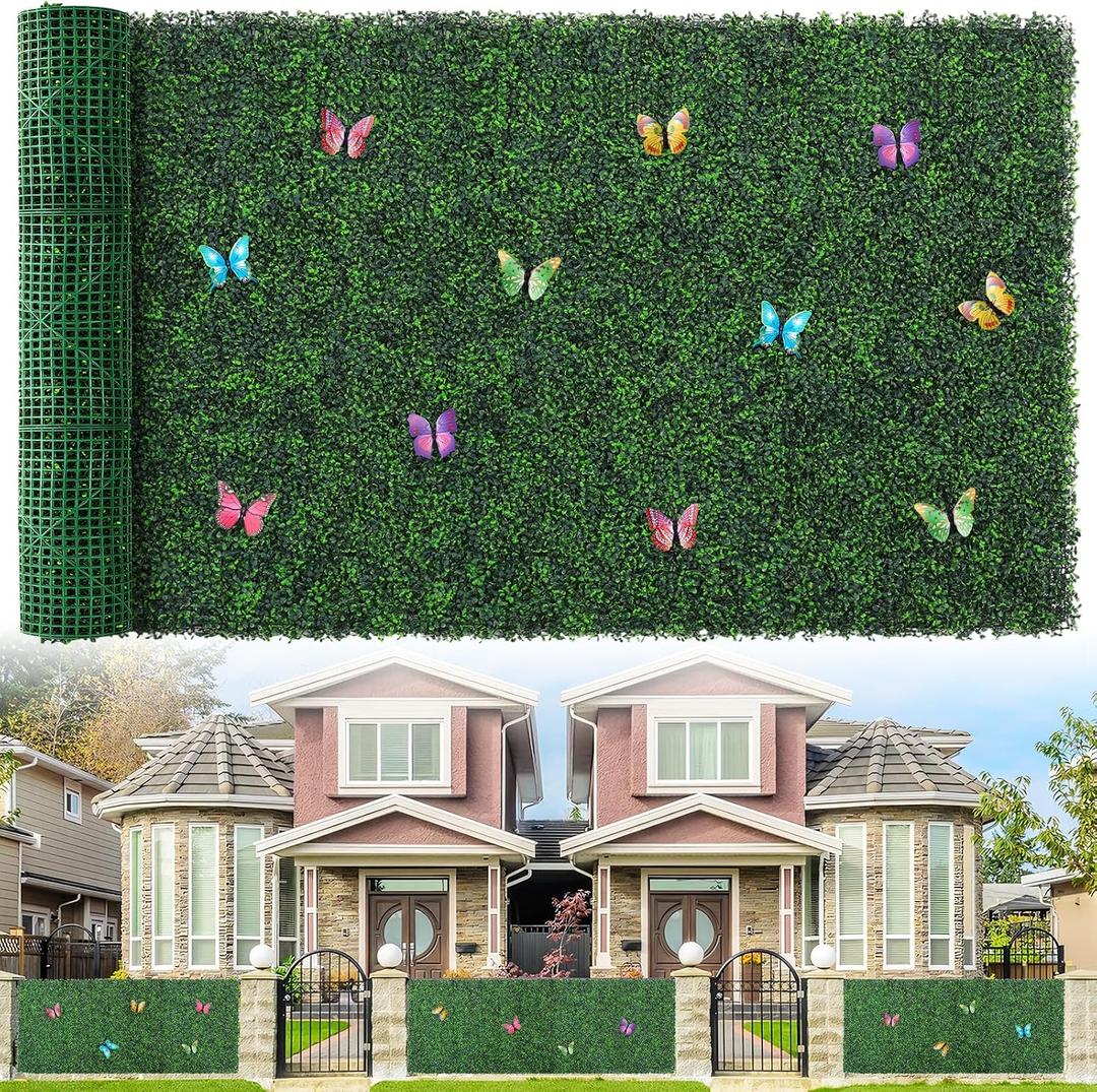 48×120" Faux Ivy Fence Screen Roll UV Resistant Boxwood Privacy Mat