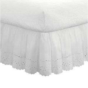 Eyelet Ruffled Bedskirt - Ruffled Bedding with Gathered Styling  Drop, Twin, White, 72x84