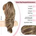 18" Claw Clip Pony Tails Hair Extensions for Women Ponytail Extension Clip On Ponytails, 2-In-1 Drawstring & Claw Clip Ponytail Tangle-Free Synthetic Hair Pieces for a Smooth & Sleek Look
