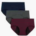 NNERSY Period Underwear for Women Teens Leak-Proof Menstrual Cotton Protective Hipster Panties 3 Pack Medium