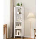 Fultyle Bookshelf, 4Tier Bookcase with Open Shelves, Modern Book Shelf for Small Spaces, Bedroom, Living Room and Office with Solid Wood Legs(White)