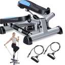 Efitment Mini Stepper Steppers for Exercise at Home Stair Step Cardio Thigh Master Workout Equipment Fitness Pedal Exerciser Non-Slip Pedals with Resistance Bands LCD Digital Monitor Climber