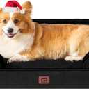 EHEYCIGA Orthopedic Dog Beds for Large Dogs, Waterproof Memory Foam Large Pet Bed with Sides, Non-Slip Bottom and Egg-Crate Foam Dog Couch Bed with Washable Removable Cover, Black (35.0"L x 22.0"W x 6.5"Th)