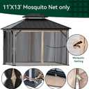 Covered Outdoor Gazebo Mosquito Netting Replacement Universal 4-Panel Sidewalls 11' x 13', Outdoor Gazebo Mosquito Nettings with Double Zipper, Replacement for Patio Canopy, Garden (Mosquito Net Only)