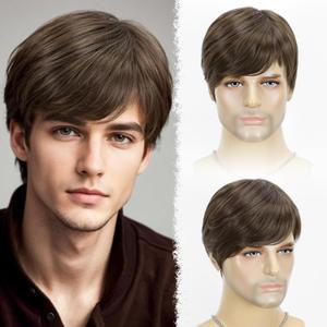 YYHR Short Brown Wigs for Men Short Straight Mens Wig Realistic Natural Male Side Part Wig Synthetic Heat Resistant Natural Halloween Cosplay Hair YYHR Short Brown Wigs for Men Short Straight Mens Wig Realistic Natural Male Side Part Wig Synthetic Heat Resistant Natural Halloween Cosplay Hair