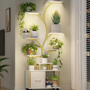 Gujiam Gold Plant Stand Indoor with Grow Light, 9 Tiered Indoor Plant Shelf with Wheels, 65" Tall Plant Stand for Indoor Plants Multiple with Drawer, Plant Flower Holder for Living Room Patio, Balcony