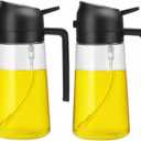 Oil Sprayer for Cooking 16oz,2 in 1 Olive Oil Dispenser and Oil Sprayer - 470ml Olive Bottle Spray and Pour - Glass Oil Dispenser for Kitchen Cooking Salad BBQ (2PCS-Black)
