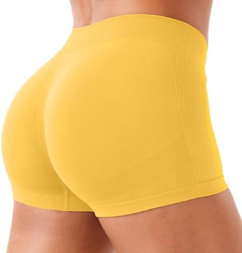 YEOREO Women Workout Booty Shorts Low Rise 2.5" Impact Scrunch Butt Lifting Biker Gym Hot Shorts Spandex for Yoga Running Size Large
