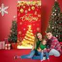 3 x Christmas Door Cover, Red Christmas Door Banner Merry Christmas and Happy New Year Front Door Christmas Tree Backdrop for Winter Holiday Xmas New Year Decorations,70.8 X 35.4 Inch