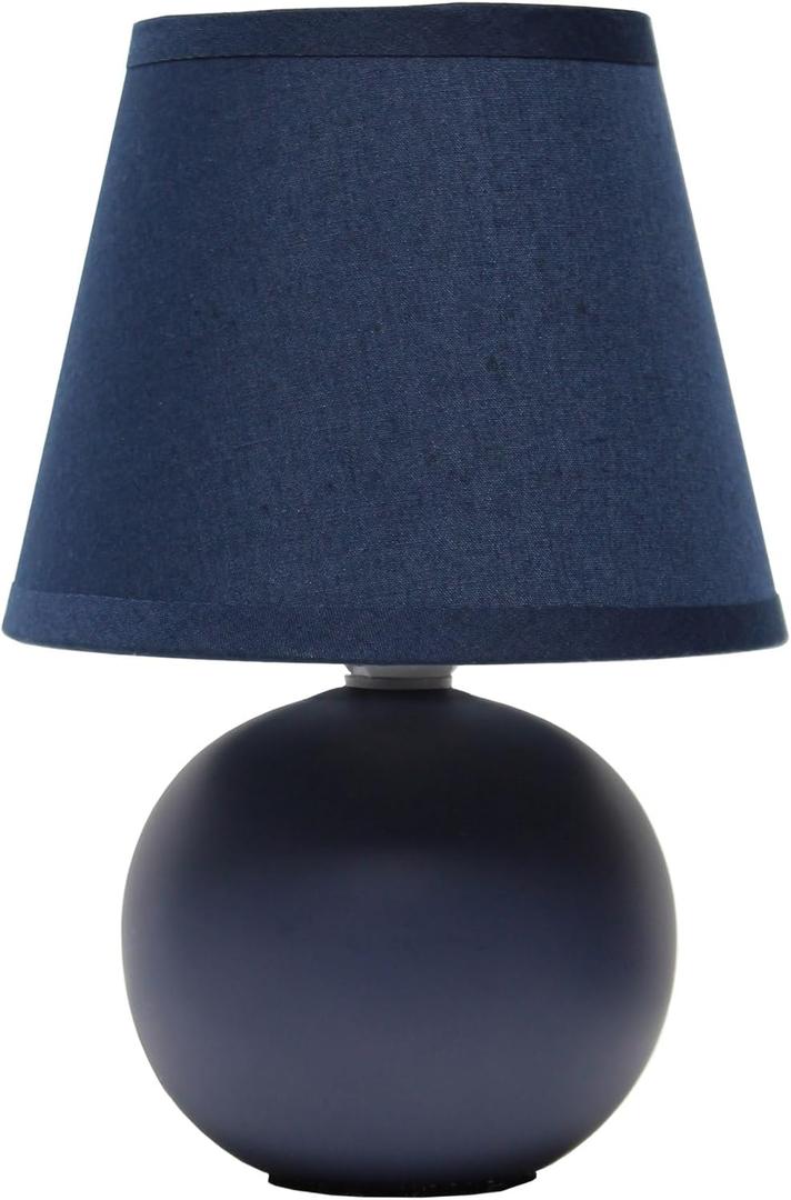 Simple Designs LT2008-BLU Mini Ceramic Globe Table Lamp with Matching Fabric Shade, Blue (8.78 x 5.55 x 5.55)