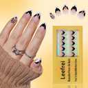 7 x Halloween Press on Nails - French Tip Press on Nail with Blakc Web Bat, Short Almond Fake Nails Reusable Nails Press ons, 32 Pieces in 16 Sizes False Nails Kit with Glue, Grave Whisper