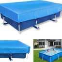 118x79 Rectangle Pool Cover 10 ft x 6 ft Regular Frame Swimming 9 x 6 Pool Cover 118 X 79inch Rectangular Swimming Pool Cover Rainproof Dust Cover PE Blue Dustproof for Above Ground Pool