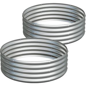 G GOOD GAIN Round Raised Garden Bed - 2Pcs 3x3x1ft Galvanized Steel Planter Boxes Outdoor with Rubber Edge Trim | Metal Raised Beds for Gardening Vegetables Flowers Fruits Herbs (Silver)