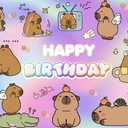 8x6FT Capybara Backdrop Capybara Themed Supplies for Boys Girls Baby Shower Cute Capybara Photo Background for Kids Birthday Decorations Photo Studio Props Vinyl