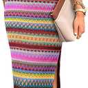 PRETTYGARDEN Womens Maxi Tank Spring Dress Sleeveless Crew Neck Striped Side Slit Casual Long Bodycon Dresses (M)
