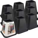 DEDU Bed Risers 6 Inch Heavy Duty 9 Pack, Furniture Risers for Sofas Oversized, Bed Furniture Risers with Non-Slip Pad Supports Up to 2200 Lbs for Bed, Couch, Desk, Chair (Black)