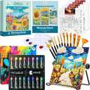 Watercolor Paint Set with 18 Large Paints (24ml&50ml) - More Blending, Painting Kit with Table Easel, Pre-Drawn & Blank Canvas, Watercolor Papers, Brushes, Palette, Art Supplies for Beginners Young Artists