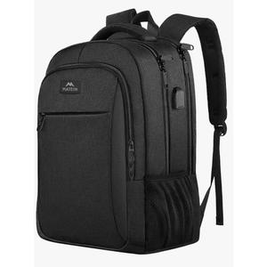MATEIN Business Laptop Backpack, 15.6 Inch Travel Laptop Bag Rucksack with USB Charging Port, Water-Resistant Bag Daypack for Work College Computer Men Women Backpack, Black
