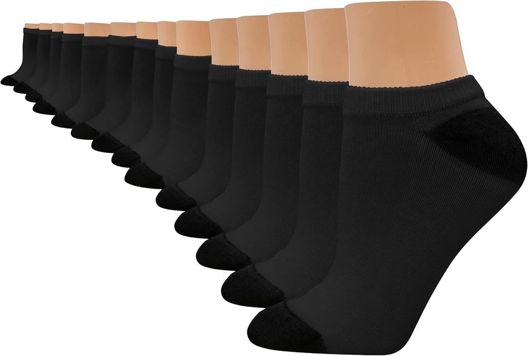 Hanes Women's Cool Comfort No-Show Socks, Moisture-Wicking Socks, 14-Pack (Black) Size 5-9