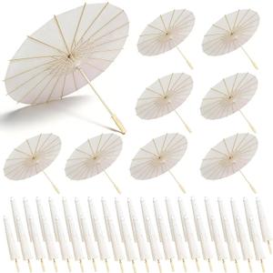 33 Inch White Paper Umbrellas 60 Pack Paper Decorative Chinese Japanese Parasol Umbrella DIY Oiled Painting Umbrellas Crafts for Wedding Bridal Party Decor