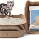 Disposable Cat Litter Box Kit Large, 6 Pack with Tofu Litter