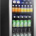 Antarctic Star Beverage Refrigerator Cooler -120 Can Glass Door Mini Fridge, for Soda Cola Beer or Wine Constant Glass Door Small Drink Dispenser Clear Front Door for Home, Bar 3.2cu.ft (Silver)