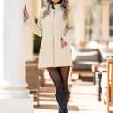 Allegra K Women's Winter Overcoat Mid-Long Stand Collar Single Breasted Coat Outerwear (Beige)