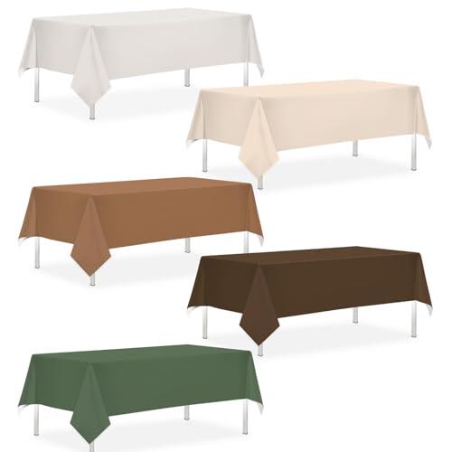 CMUSKO 54 x 108 Inch Woodland Themed Tablecloths-5Pcs Forest Brown Sage Green Plastic Table Covers,Woodland Baby Shower Decorations