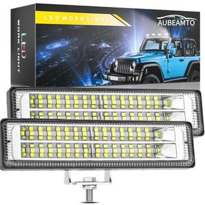 6 inch 84W Car Flood LED Work Light Bar 12000LM Driving Pods Lights 6500K White Off Road Fog Lamp Pods Fits for 12V/24V Truck Pickup SUV ATV UTV Tractor Building Lighting, 2-Pack