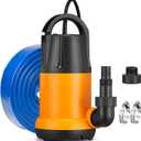 Submersible Sump Pump, Water Pump With 25Ft. Water Hose, Portable Utility Pump, Water Transfer Pump with 25-Foot Cord, 4000 GPH, Ideal for Swimming Pool, Garden Pond, Basement