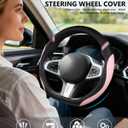 Cxtiy D-Shaped Flat Bottom Steering Wheel Cover for Women Girl - Stylish Car Accessory Non-Slip Car Interior Accessories (Pink)