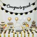 5 x Graduation Decorations Banner, Graduation Decorations 2025, Black Glitter Congrats Grad Banner, Class of 2025 Grad Garland for College High School Grad Party Supplies Decor