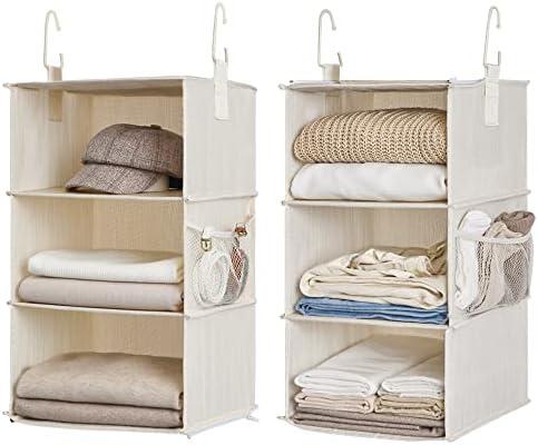 StorageWorks 3-Shelf Separable Hanging Shelves for Closet, 12" D x 12" W x 48 ¼"H, Mixing of Beige, White & Ivory, Pack 1