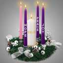 Ziliny Christmas Advent Wreath Candle Holder Pillar Wreaths Centerpiece Decor Advent Calendar Ring Candleholder Decoration Stand Gifts Church(Gold) (Silver)
