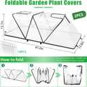 2Pack Foldable Garden Plants Covers with Two Dual Layer Skylights, 47.2" X 14.2" X 13" Raised Bed Greenhouse Cover, Garden Frost Protection for Vegetable Flower Fruits from Animals, Include 16 Stakes
