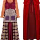 Liitrsh Only1Pcs Halloween Magical Women Costume Renaissance Witch Gothic TV and Movie Costume Medieval Red Velvet Cape(Medium) amazon