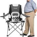 Camabel Folding Camping Chairs Oversized Heavy Duty 400 LBS Sturdy Beach Chair Portable Outdoor Lawn Chairs High Padded Back with Cup Holder Carry Bag for Sporting Hiking Picnics Fishing Concerts Grey