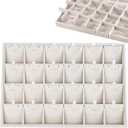 Mornajina 24 Grid Jewelry Tray Velvet Jewelry Display Tray with Removable Dividers, Jewelry Organizer Stackable Trays for Earrings Necklaces Bracelet Rings Display Showcase - Beige