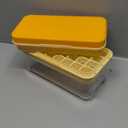 Ice Cube Tray, Press Type Ice Cube Maker, Ice Cube Trays with Lid and Storage, Yellow Ice Cube Moulds, 64 Pcs Ice Cubes, Easy Press to Release Ice, BPA Free, with Cover 2 Trays 1 Ice & Scoop