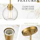 3-Pack Pendant Lights Kitchen Island, Gold Hanging Lights Fixtures with Clear Glass Globe Shade, Brass Kitchen Island Lighting for Dining Room, AD-22280-1P3-GD
