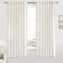 MIULEE Non-See-Through Privacy Linen Curtains 2 Panels, Light Filtering Window Curtains Farmhouse Textured Back Tab Semi Sheer Drapes for Bedroom Living Room, 52 x 63 Inches Long, Natural White