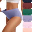 INNERSY Women's Cotton Underwear Mid-High Waisted Breathable Briefs 6-Pack, Size Large 