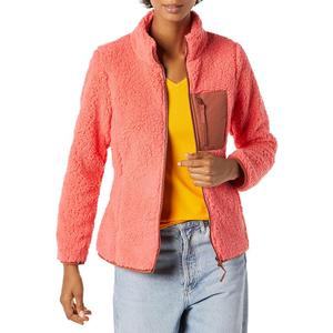 Amazon Essentials Women's Sherpa Long-Sleeve Mock Neck Full-Zip Jacket with Woven Trim Size XXL