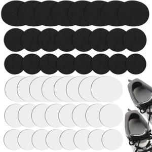 48 Pcs Shoe Heel Repair Patches, Quick Self-Adhesive Inside Sneaker Holes Patches, Complete Interior Mesh Patch Up for Sport Work Walking Hiking Tennis Shoes Sneaker (Round, Black & White)