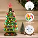 Joiedomi 15" Tabletop Prelit Ceramic Christmas Tree with 70 Multicolor Lights, Hand-Painted Ceramic Tabletop Christmas Tree with Extra Clear Top Star for Xmas Holiday Indoor Decorations (Green)