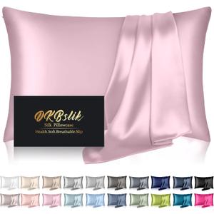 Silk Pillowcase for Hair and Skin, Mulberry Silk Pillow Cases Queen Size, Soft Anti Acne Cooling Sleep Both Sides Natural Silk Satin Pillowcases with Hidden Zipper, Gifts for Women Men, Light Pink