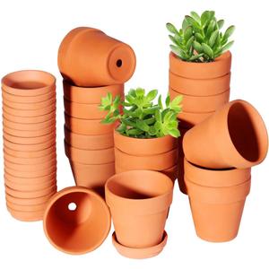 3 Inch Terracotta Pots with Saucer-20 PackCactus Terra Cotta Flower Pot with DrainageSucculent Nursery Clay Pots Great for Plants,DIY Crafts, Wedding Favor